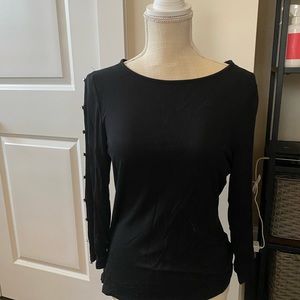 Cable & Gage dressy black top with crystal accents